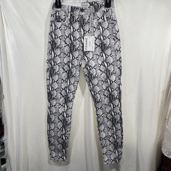 NWT FRAME [ 25 ] Ali Ultra High‎ Rise Python Cigarette Skinny Jeans - Picture 9 of 13